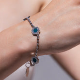Deco Statement Bracelet in Silver With Green, White & Pavé